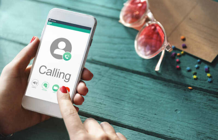A person receiving a phone call